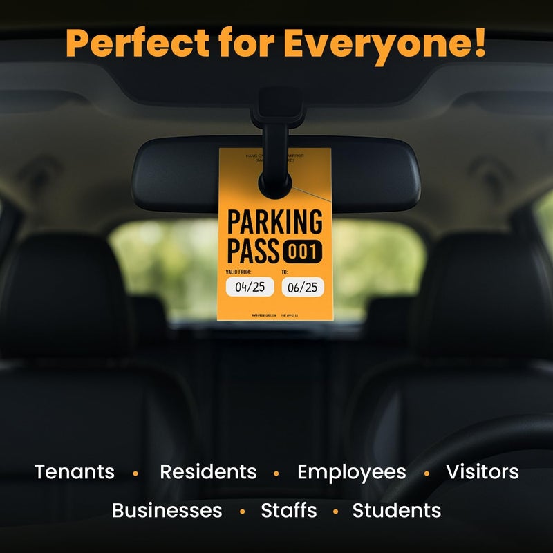 MESS Parking Permit Hang Tag (001-500 Numbered) - Car Pass Hangtags for Parking Lot - Temporary Tags for Rear View Mirror, Windshield 3x5 (Orange) - Image 4